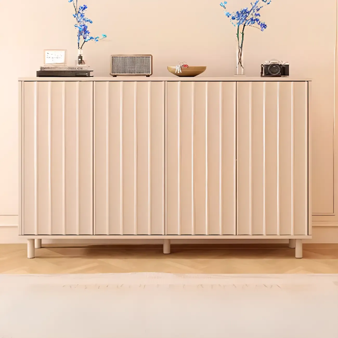 Modern White Closed Back Adjustable Wooden Shoe Cabinet