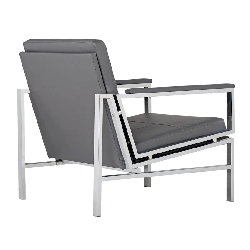 Strick & Bolton Regina Metal and Bonded Leather Mid Century Accent Chair