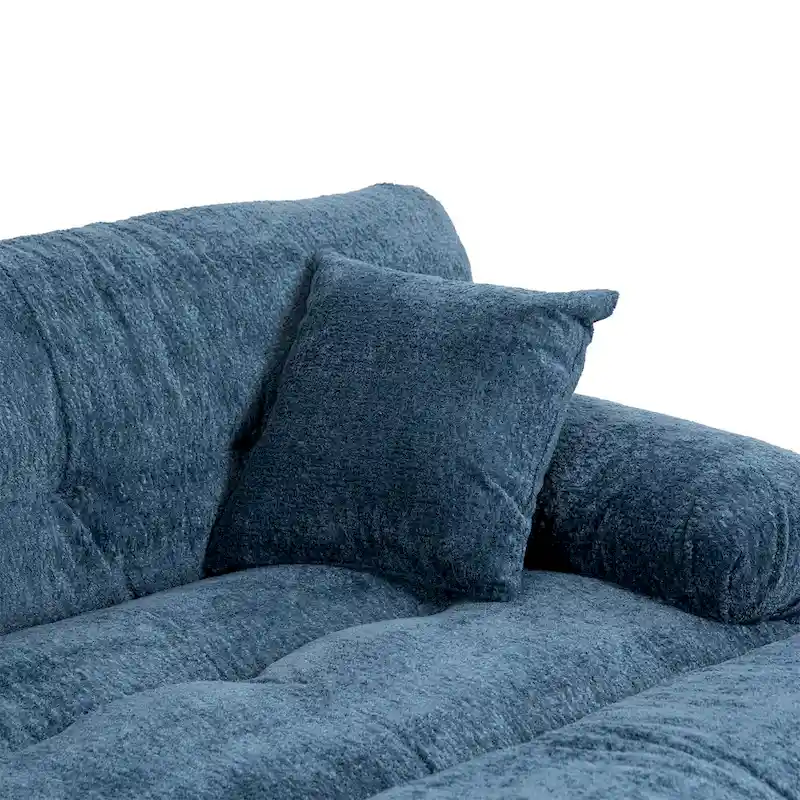 120.87 Chenille L-Shaped Sleeper Sectional Sofa with Ottoman