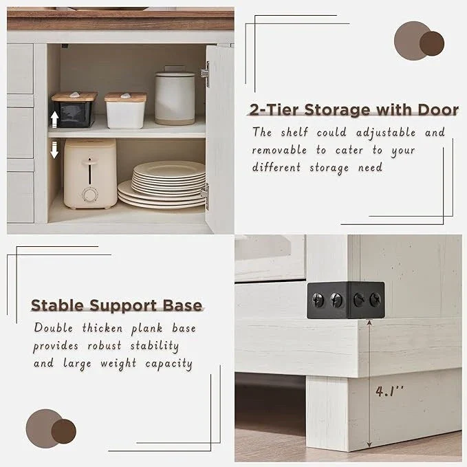 Farmhouse 8 Drawer Dresser, Wood Long Chest of Drawers, Closet Dresser