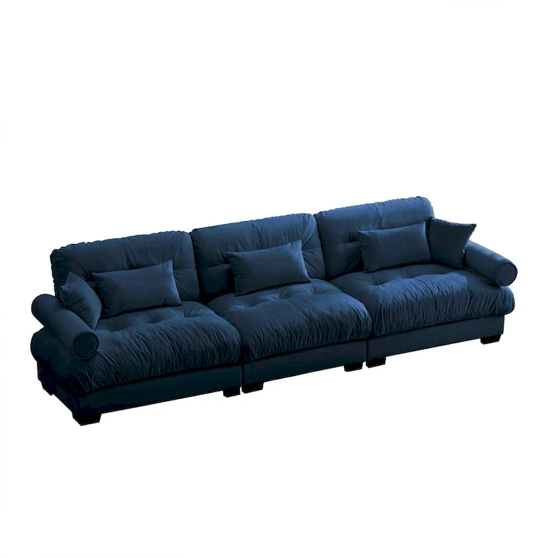 Modular Sectional Sofa - Velvet, 5-Seat, Cloud Cushion, Bolster Armrests, 130W, Configurable