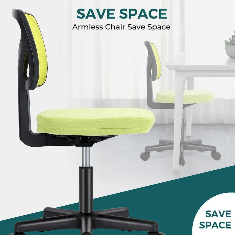Armless Small Office Desk Chair with Back