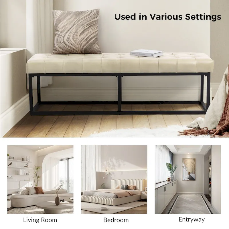 Alicia Classic Genuine Leather Durable Easy Suitable Bedroom Bench by HULALA HOME