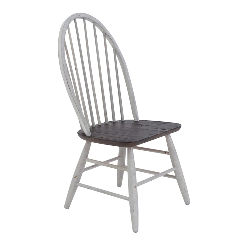 Farmhouse White and Wood Tone 5 Piece Trestle Table Set