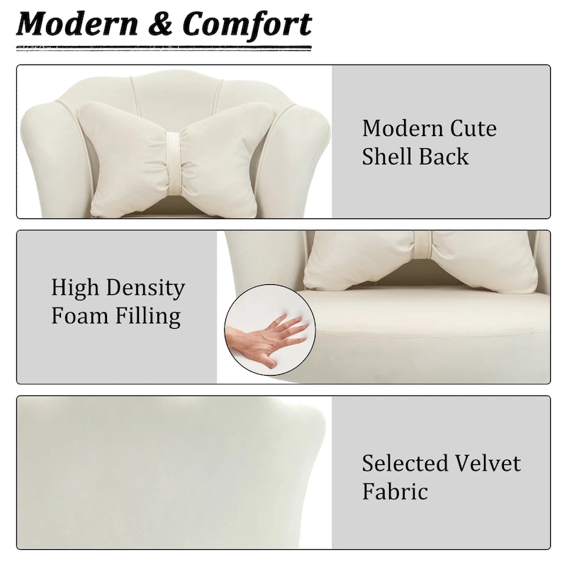 XINMICS Modern Velvet Task Chair 360 Swivel Adjustable Height Office Chair