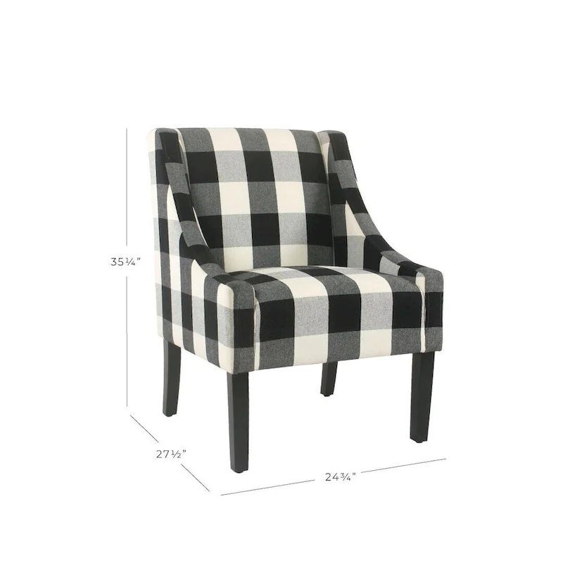 HomePop Modern Swoop Accent Chair - Black Plaid