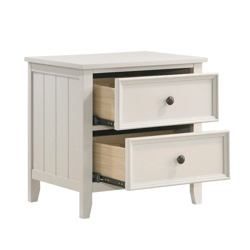 Classic White Finish 3pc Bedroom Set Bed and Two Nightstands