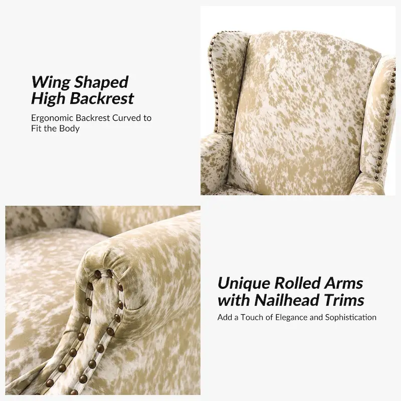 Ivan Traditional Animal Pattern Armchair with Nailhead Trim by