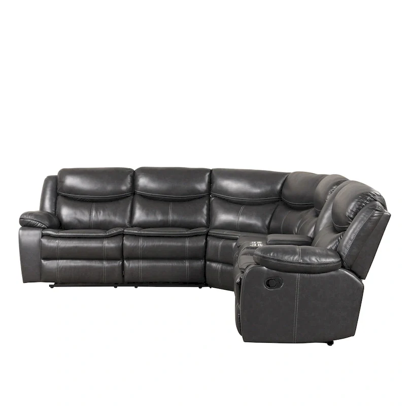 Transitional Faux Leather Reclining Sectional Sofa