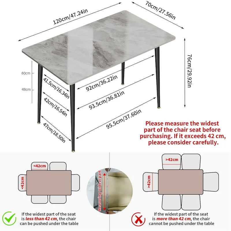 Modern Dining Table with Metal Frame Sintered Stone Top Kitchen Table