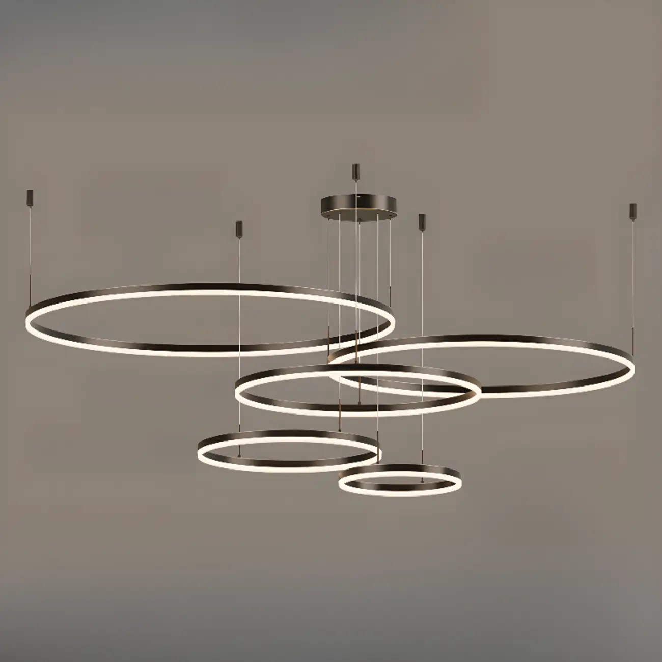 Modern Gold Multi-Circle Tiered Metal Ring LED Chandelier