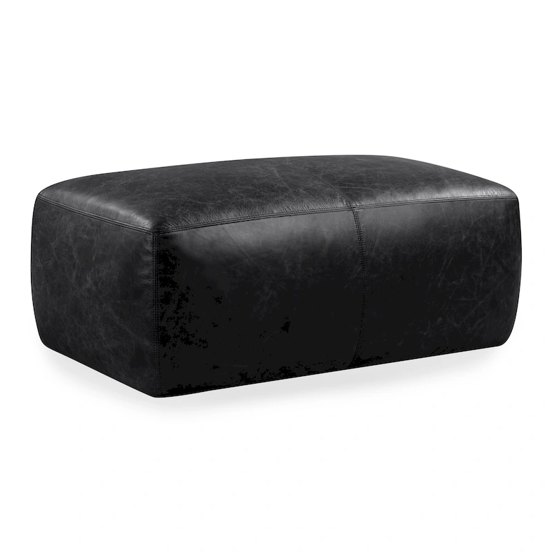Poly & Bark Denver Leather Ottoman - Full Grain Genuine Italian Leather