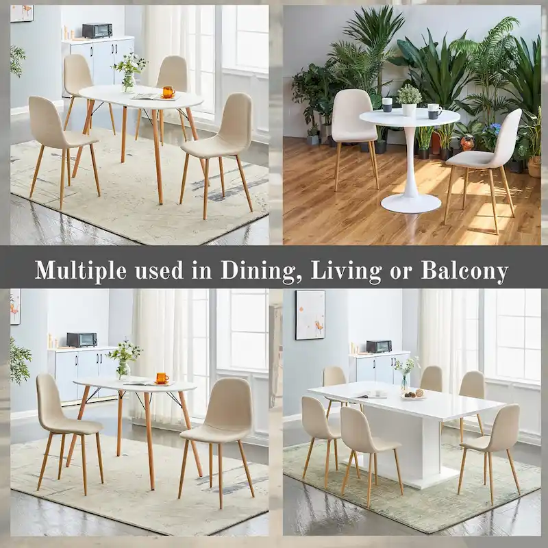 HomyLin Dining Chair Set of 4 Upholstered Fabric Low Back Armless