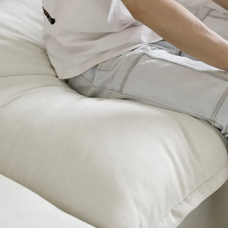 L-shape Linen Sofa Modern Upholstered Sectional Sofa with Ottoman