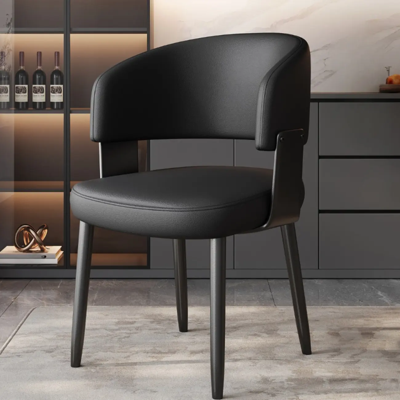 Modern Glam Leather Upholstered Dining Chair