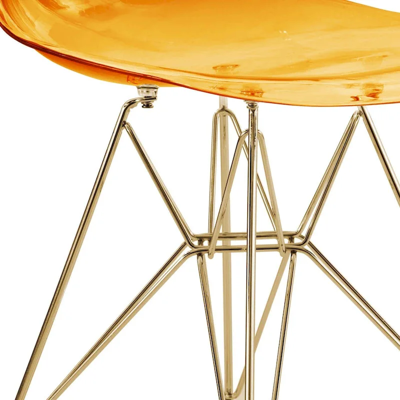 Cresco Plastic Dining Side Chair with Eiffel Base in Gold Set of 2 by LeisureMod