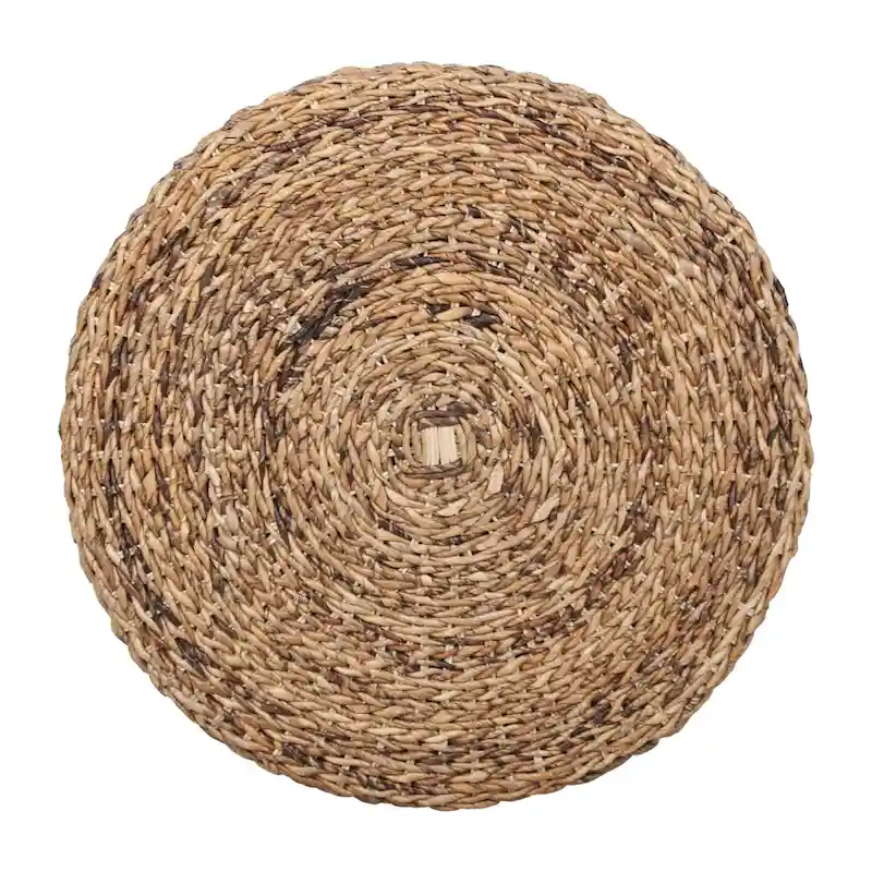 Hand-Woven Natural Abaca Wood Round Coffee Table Ottoman by East at Main