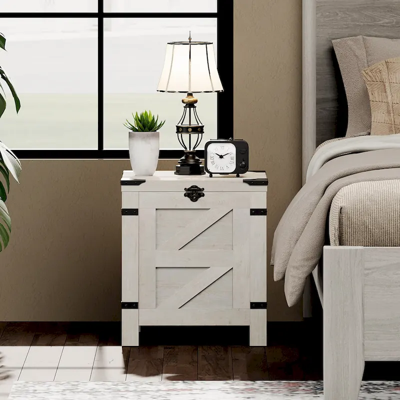 WAMPAT Lift Top End Table,Nightstand with Rustic Lock