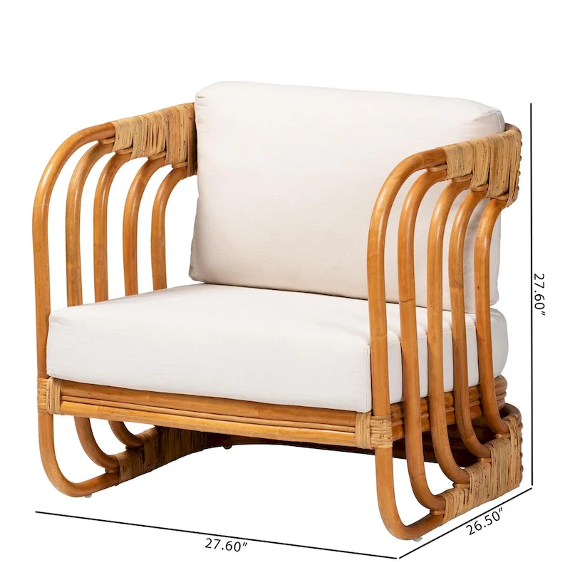 Modern Bohemian Natural Rattan Arm Chair
