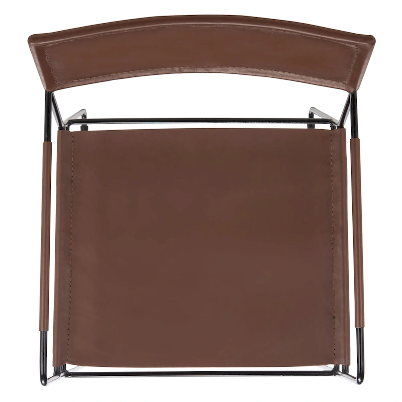 SAFAVIEH Bernardine Leather Dining Chair (Set of 2) - 21.7 W x 19.7 L x 31.9 H - 22Wx20Dx32H