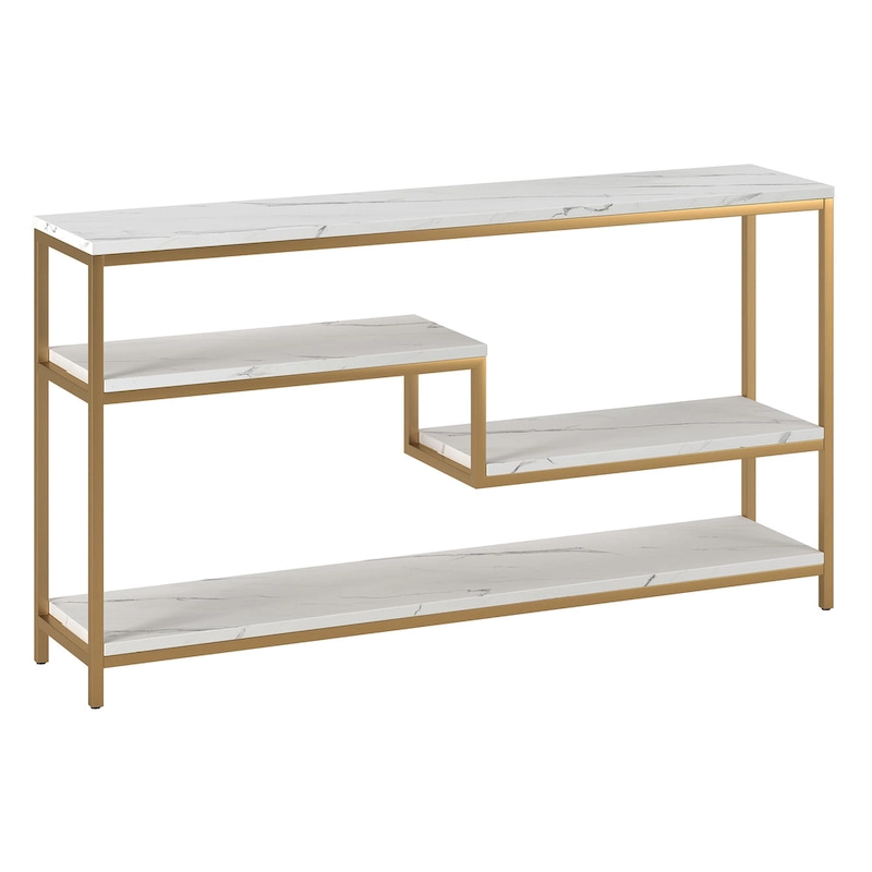Mathis 55 Wide Rectangular Console Table with Faux Marble Top