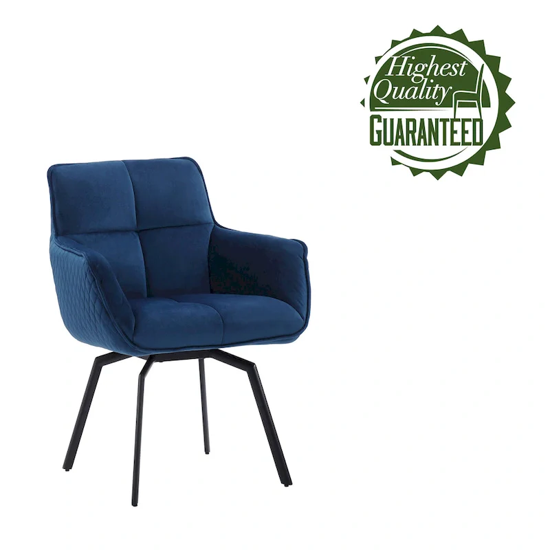 Swivel Velvet Accent Chair with Metal Legs