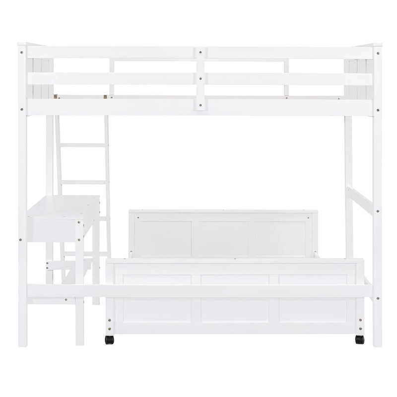 Twin Over Full Bunk Bed with Desk, Gray
