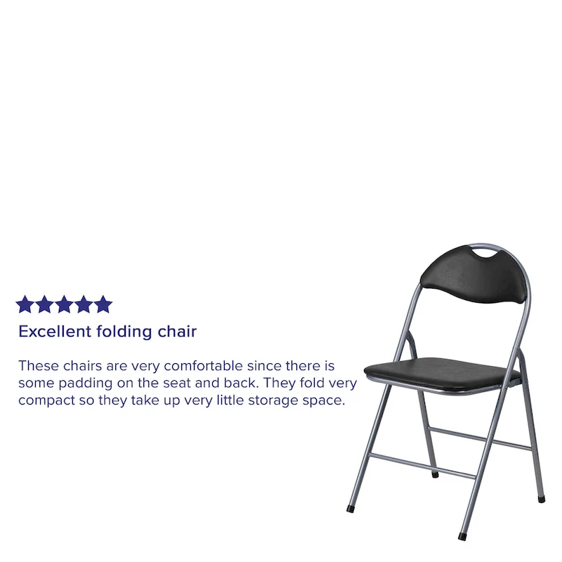 2 Pack 300 lb. Capacity Vinyl Metal Folding Chair with Carrying Handle