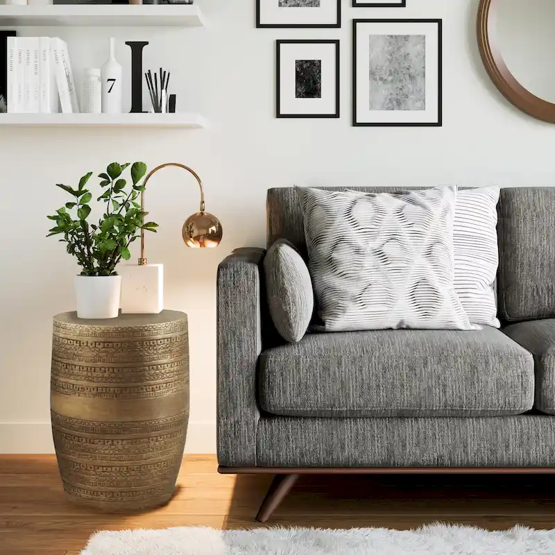 WYNDENHALL Jean 15 Wide Tribal Pattern Metal Accent Table & Assembled - 15w x 15 d x 20 h