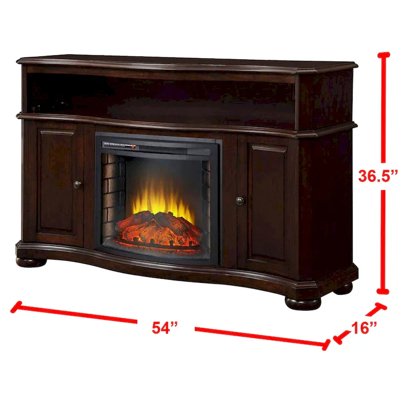 Pleasant Hearth Merrill 54 TV Stand with Electric Fireplace in Merlot - 54 inches in width
