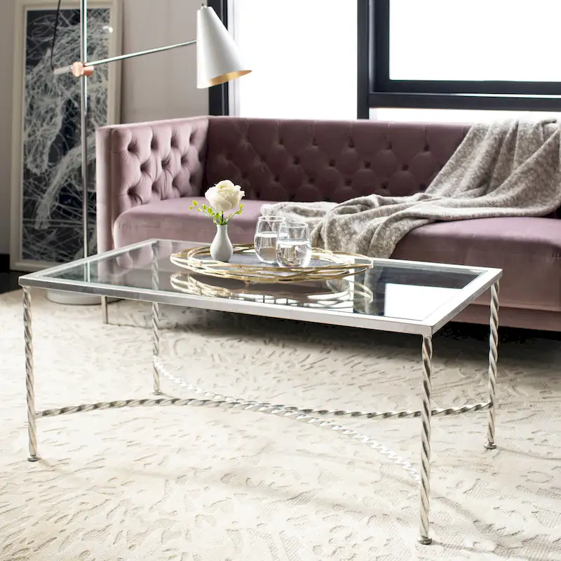 SAFAVIEH Couture Sedighe Glass Coffee Table - 40 W x 24 D x 18 H - 40W x 24D x 18H