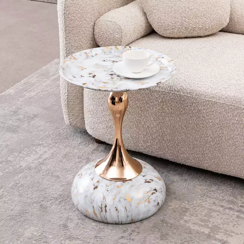 21.2 H Elegance Mermaid Tail Metal Pedestal End Table