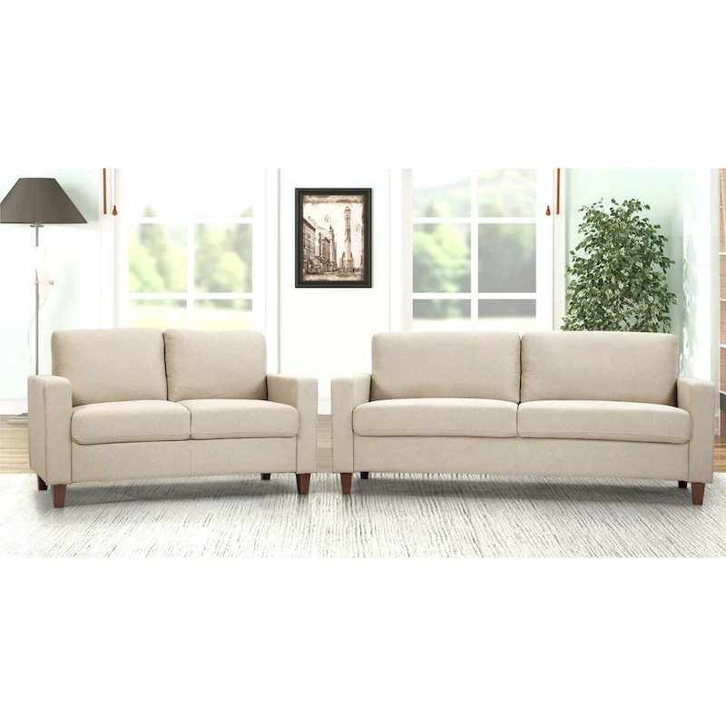 Transitional Upholstered 2 Peice Living Room Sofa Set
