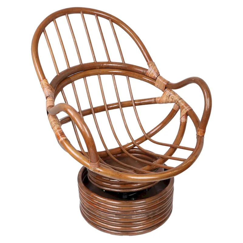 Bali Rattan Swivel Rocker with Solid All-Weather Cushion