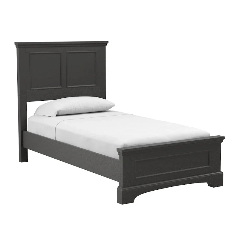 Farmhouse Basics Rustic Black Finish Panel Bed Set