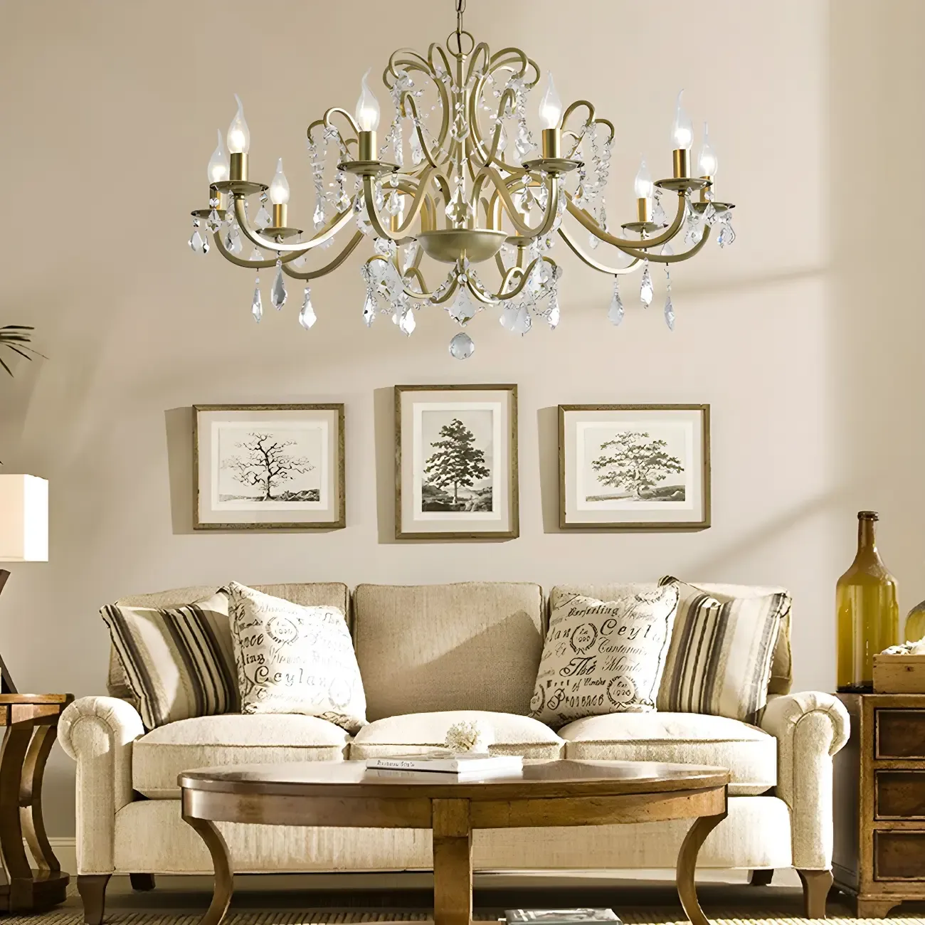 Gold Crystal Curved Metal Elegant Chandelier Light