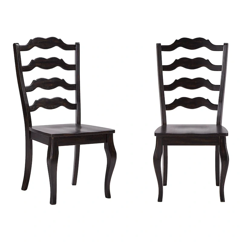 Ronda French Ladder Back Wood Dining Chairs (Set of 2)