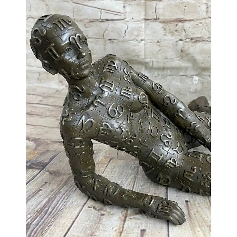 Signed Tribute To Dali Lady With Zodiac Outfit Bronze Sculpture Statue Figurine