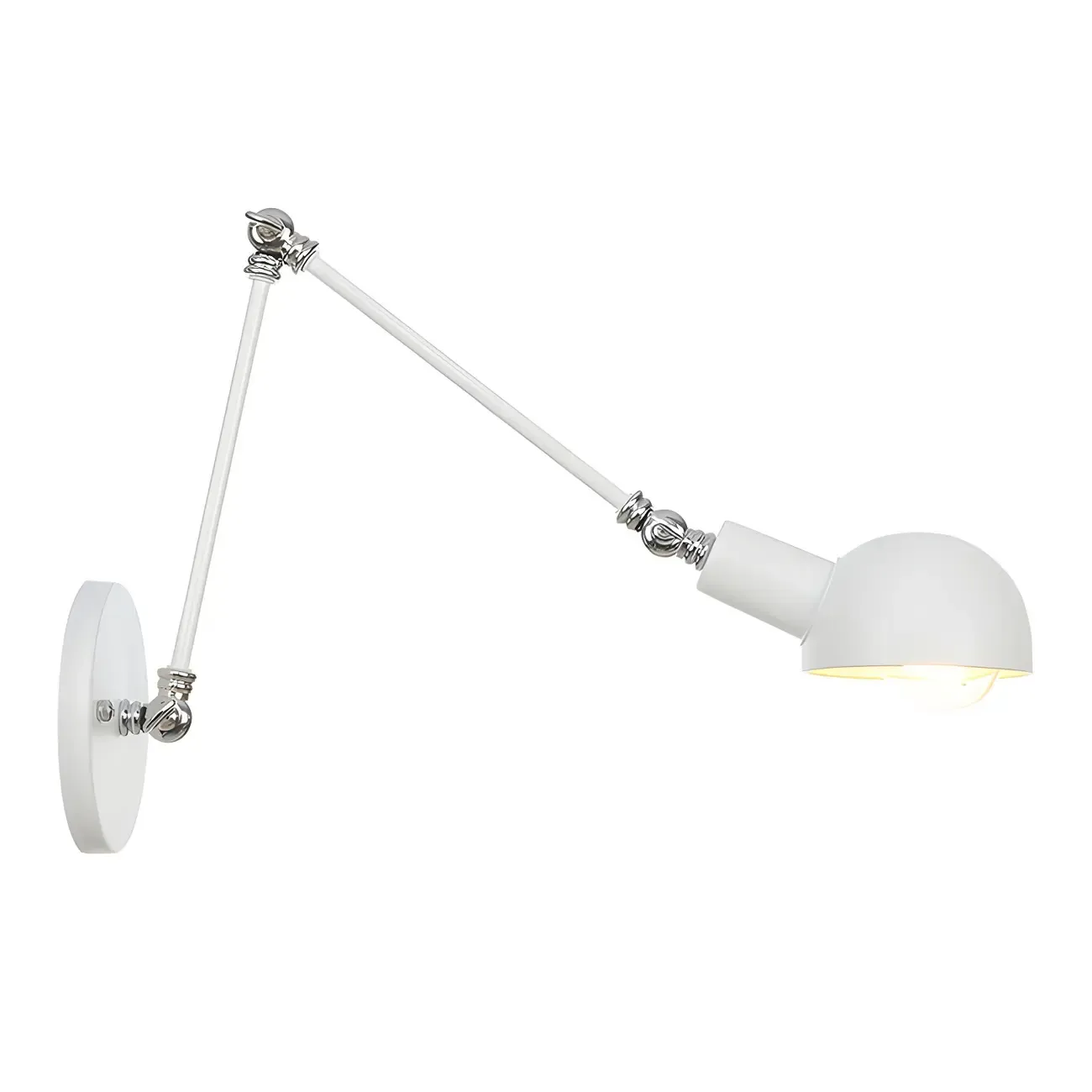 Gold and White Dome Swing Arm Wall Light