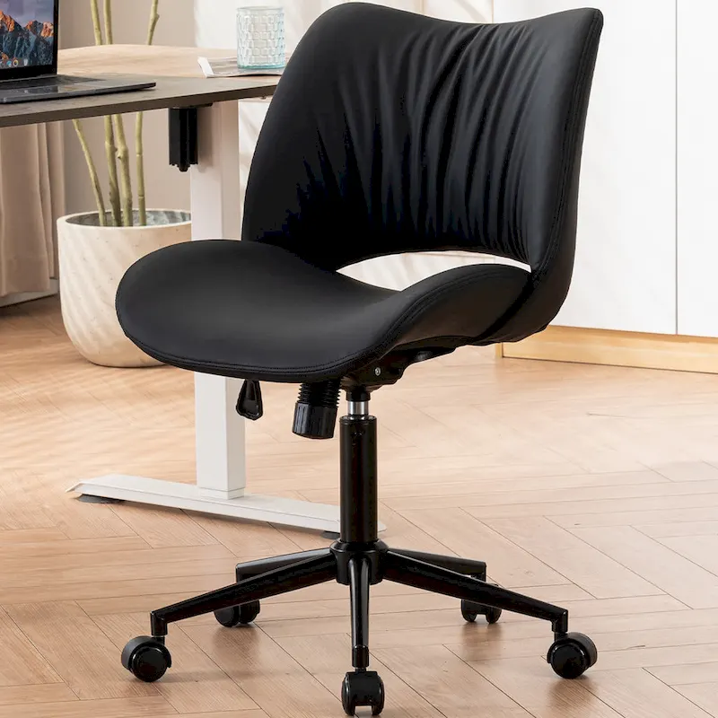 Swivel Armless Ergonomic Office Chair with Wheels