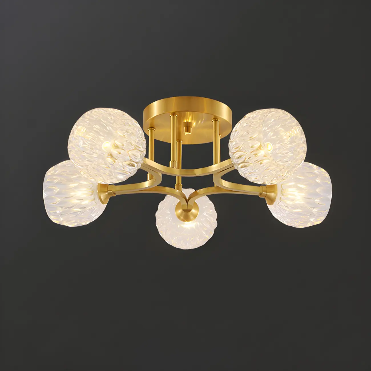 Charming 5/7 Lights Glass Semi Flush Ceiling Light for Bedroom