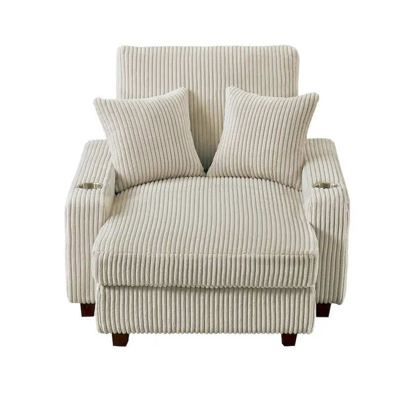 Upholstered Chaise Lounge with Adjustable Backrest Lounge Chair