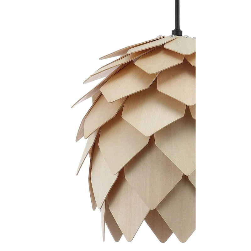 Gallery 11.75  Pinecone Wood LED Pendant, Natural/Black by JONATHAN Y