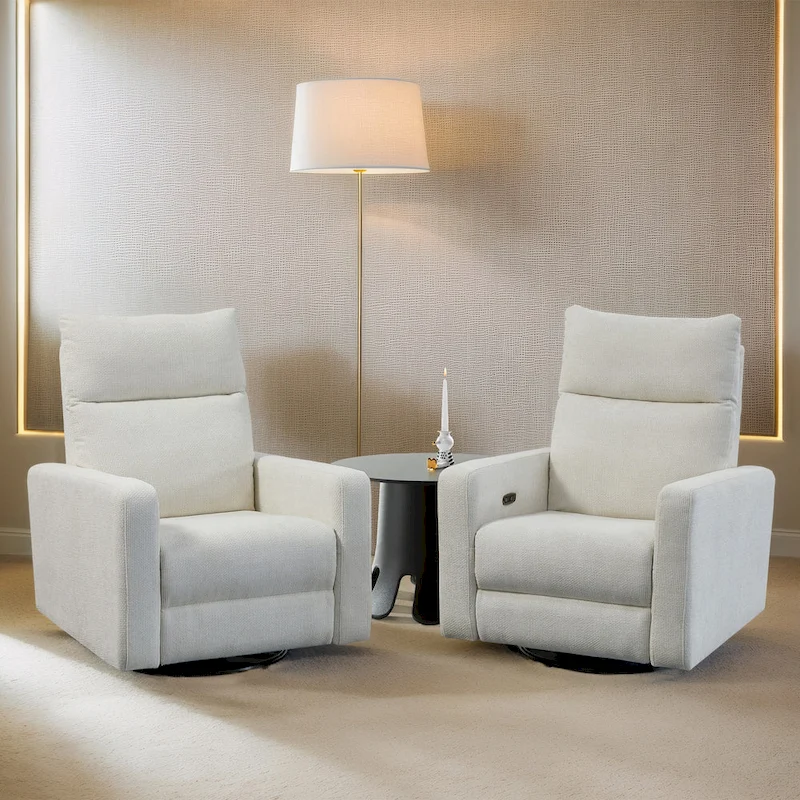 Olmas 33.5 W Power Swivel Glider Recliner with USB Charger Set Of 2