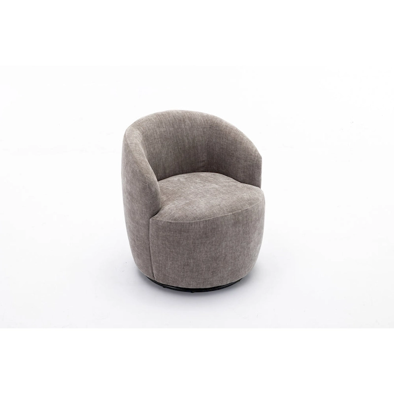 Chenille Fabric Swivel Accent Barrel Chair - 25.60 x 25.60 x 27.56