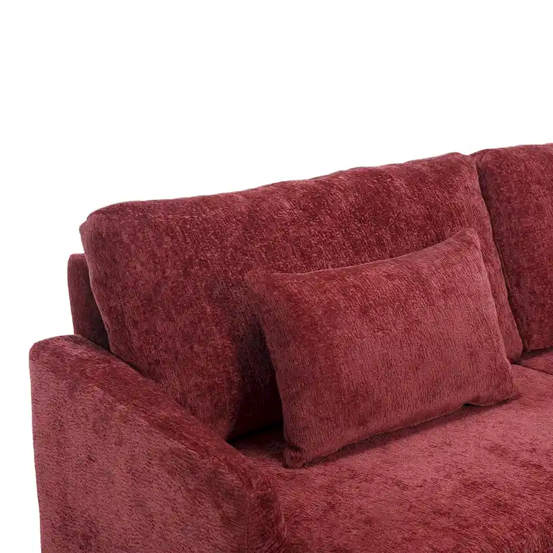 Red 68.9 Chenille 2-Seater Sofa with Detachable Cushions