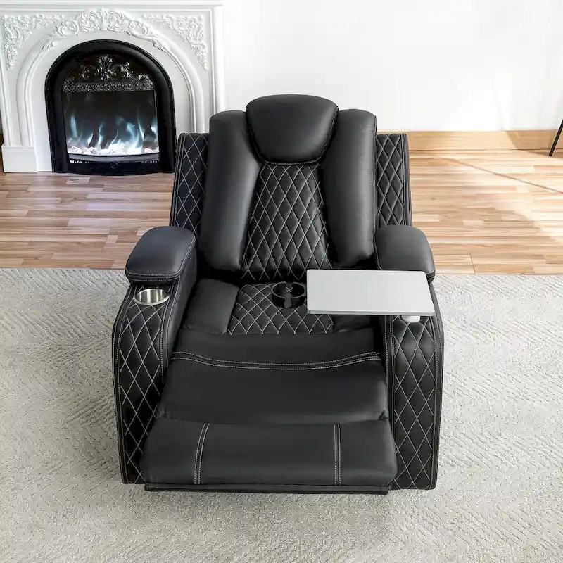 Premium Air Leather Home Theater Loveseat with LED Lights, Recliner with Built-in Speakers & Wireless Charging