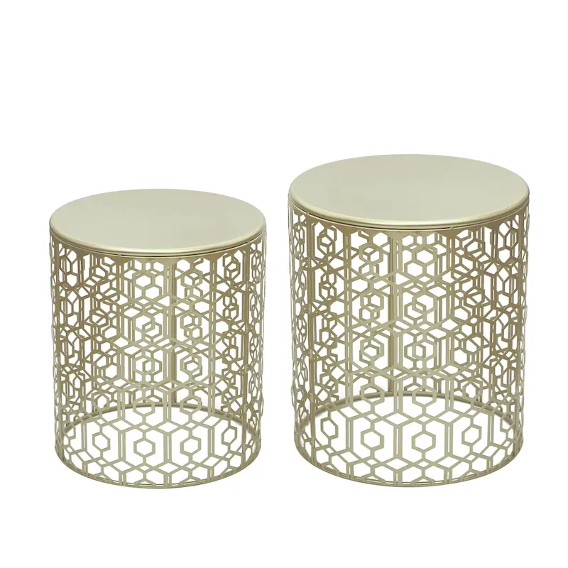 Adeco Set of 2 Round Nesting Side End Tables Set - Set of 2