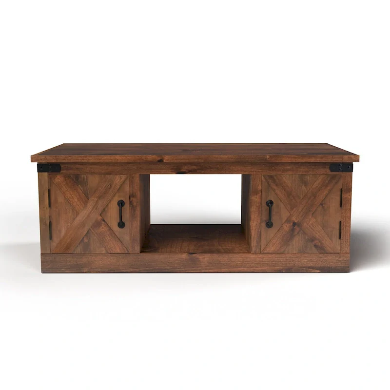 Bridgevine Home Farmhouse 48 inch Coffee Table, No Assembly Required, Aged Whiskey Finish
