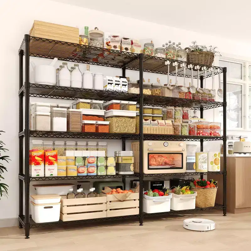 71 W Storage Shelves,5 Tier Metal Shelving Unit Heavy Duty Wire Shelving Adjustable Pantry Shelves Kitchen Shelf for Kitchen Pantry Garage Commercial